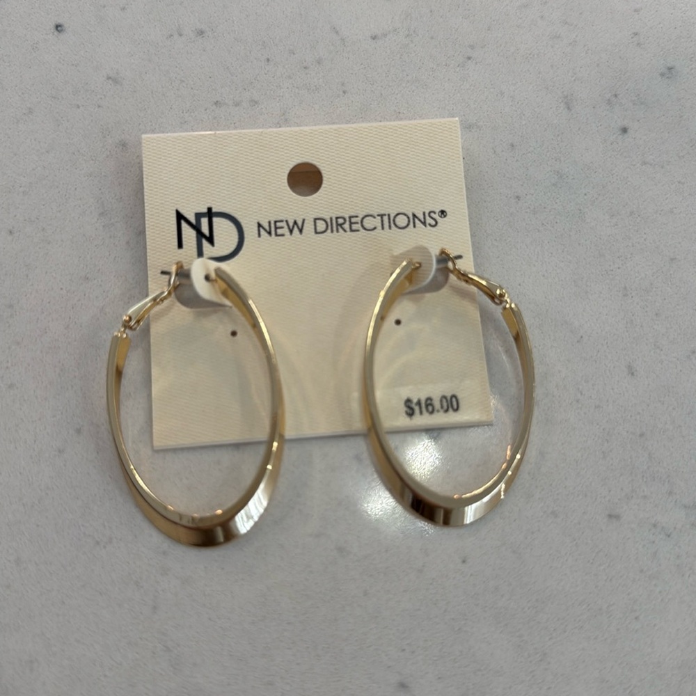 NWT New Direct Gold fashion oval hoop earrings